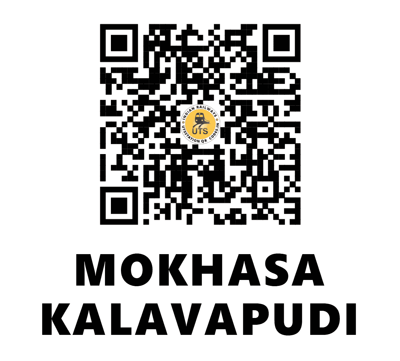 UTS QR Code for MOKHASA KALAVAPUDI - MVP - SC (ANDHRA PRADESH)